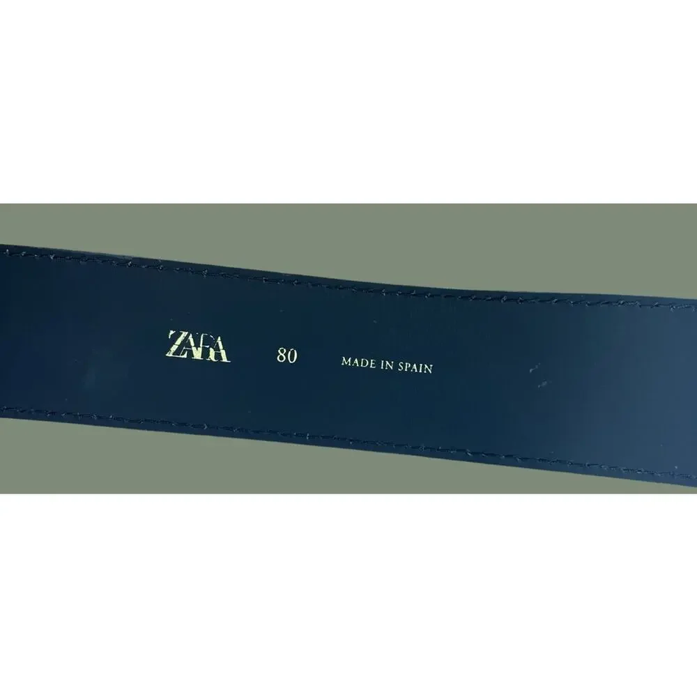ZARA Belt, Dark Brown, Gator Textured, Gold Buckle| 36”